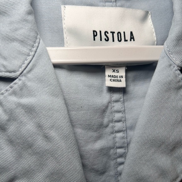 PISTOLA Parker Short Sleeve Romper- Pearl Blue/ Size X-Small - Picture 6 of 6